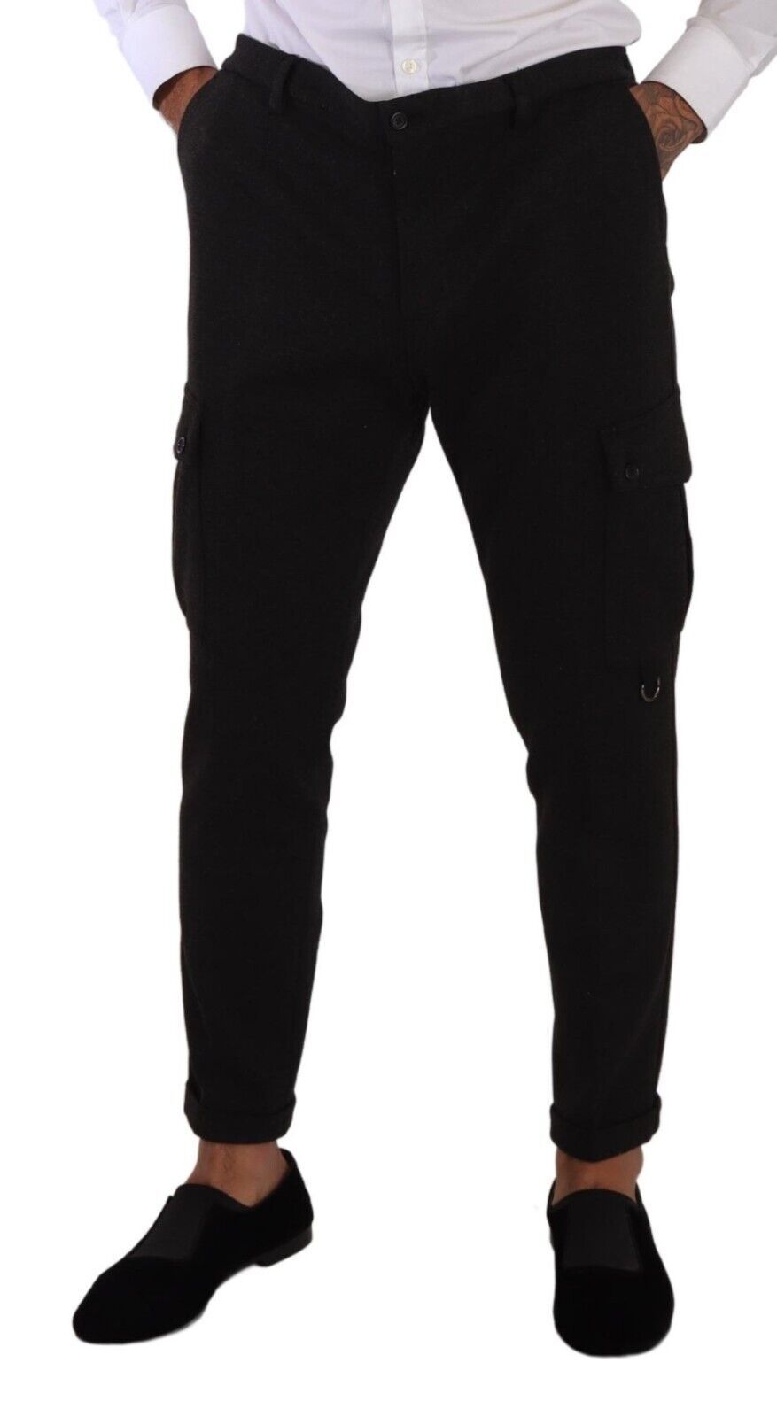 Dolce &amp; Gabbana Black Viscose Cargo Skinny Men Trouser Pants