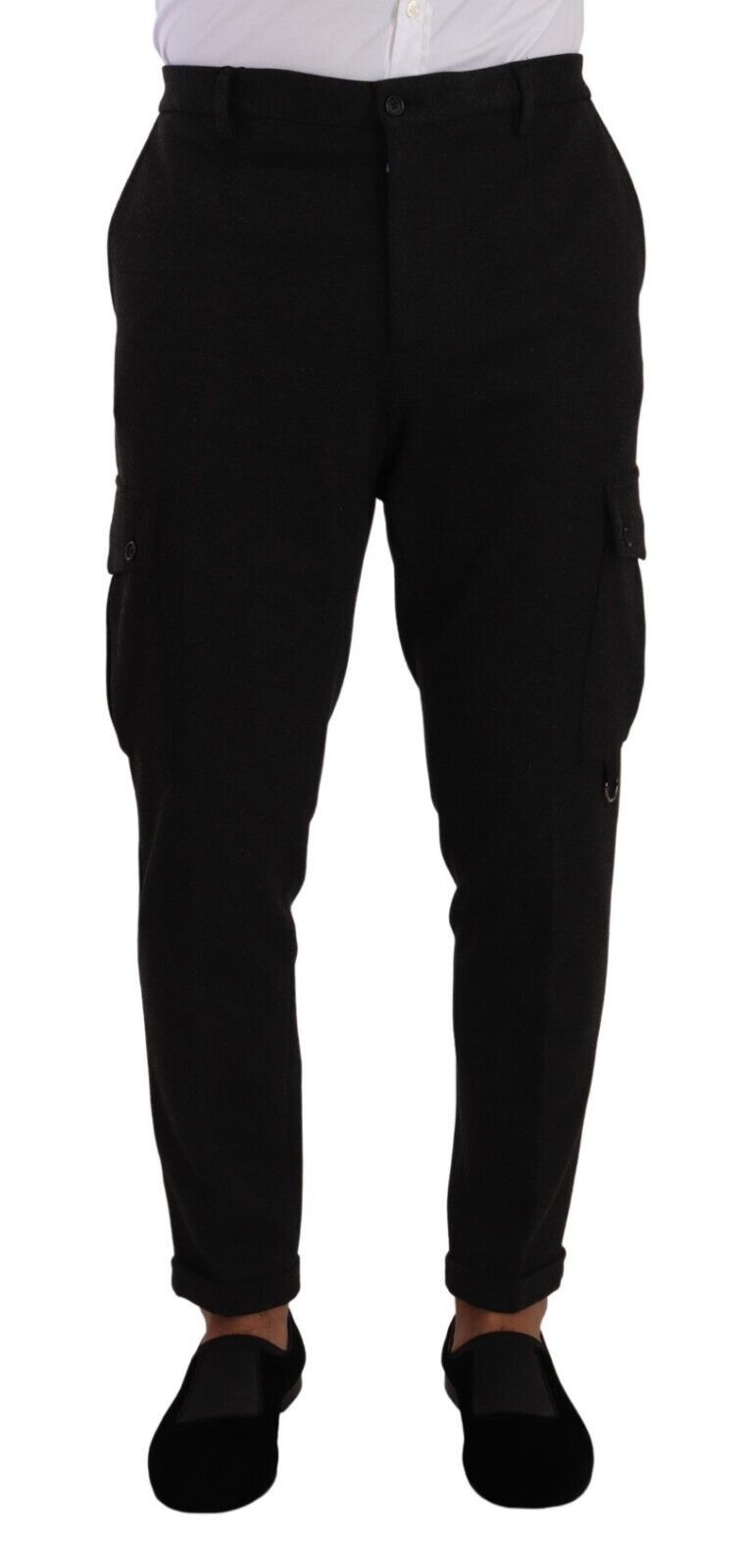 Dolce &amp; Gabbana Black Viscose Cargo Skinny Men Trouser Pants