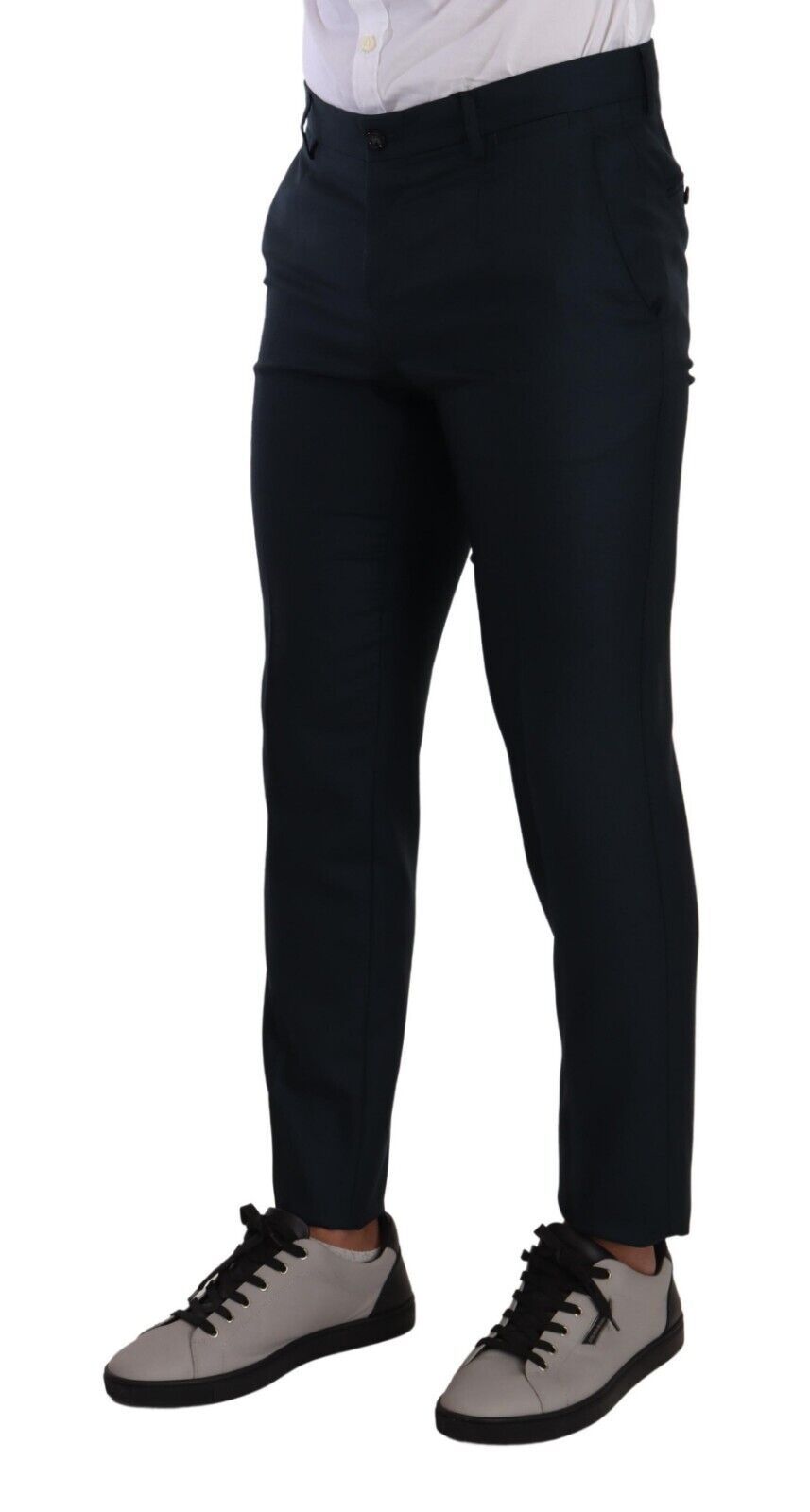 Dolce &amp; Gabbana Dark Blue Cashmere Silk Dress Trouser Pants