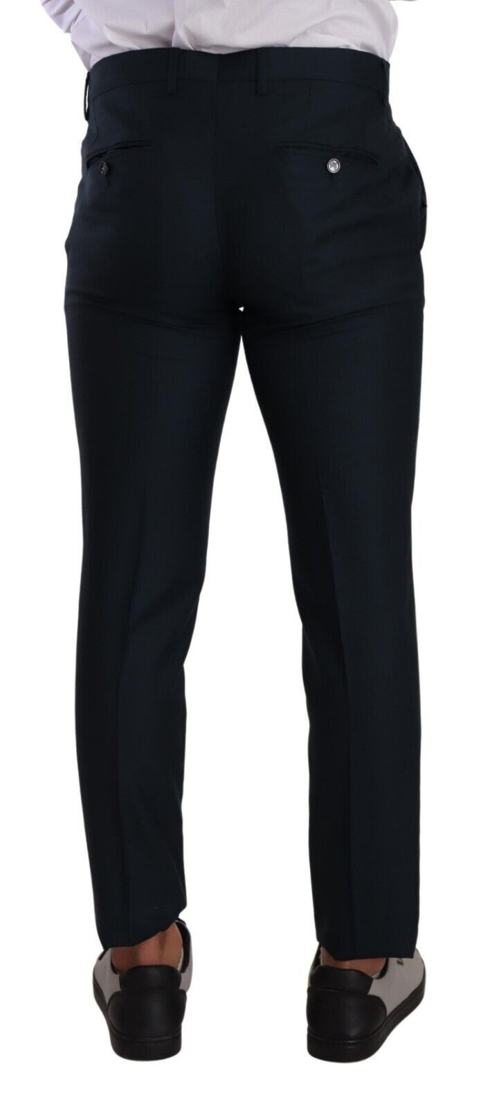 Dolce &amp; Gabbana Dark Blue Cashmere Silk Dress Trouser Pants