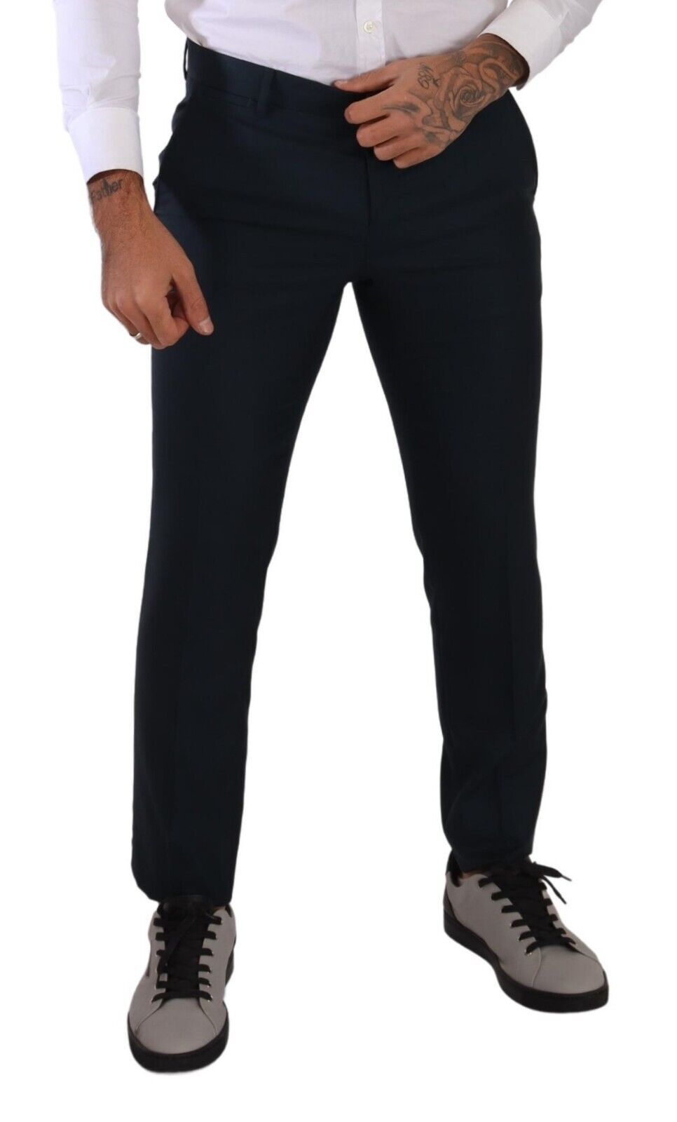 Dolce &amp; Gabbana Dark Blue Cashmere Silk Dress Trouser Pants