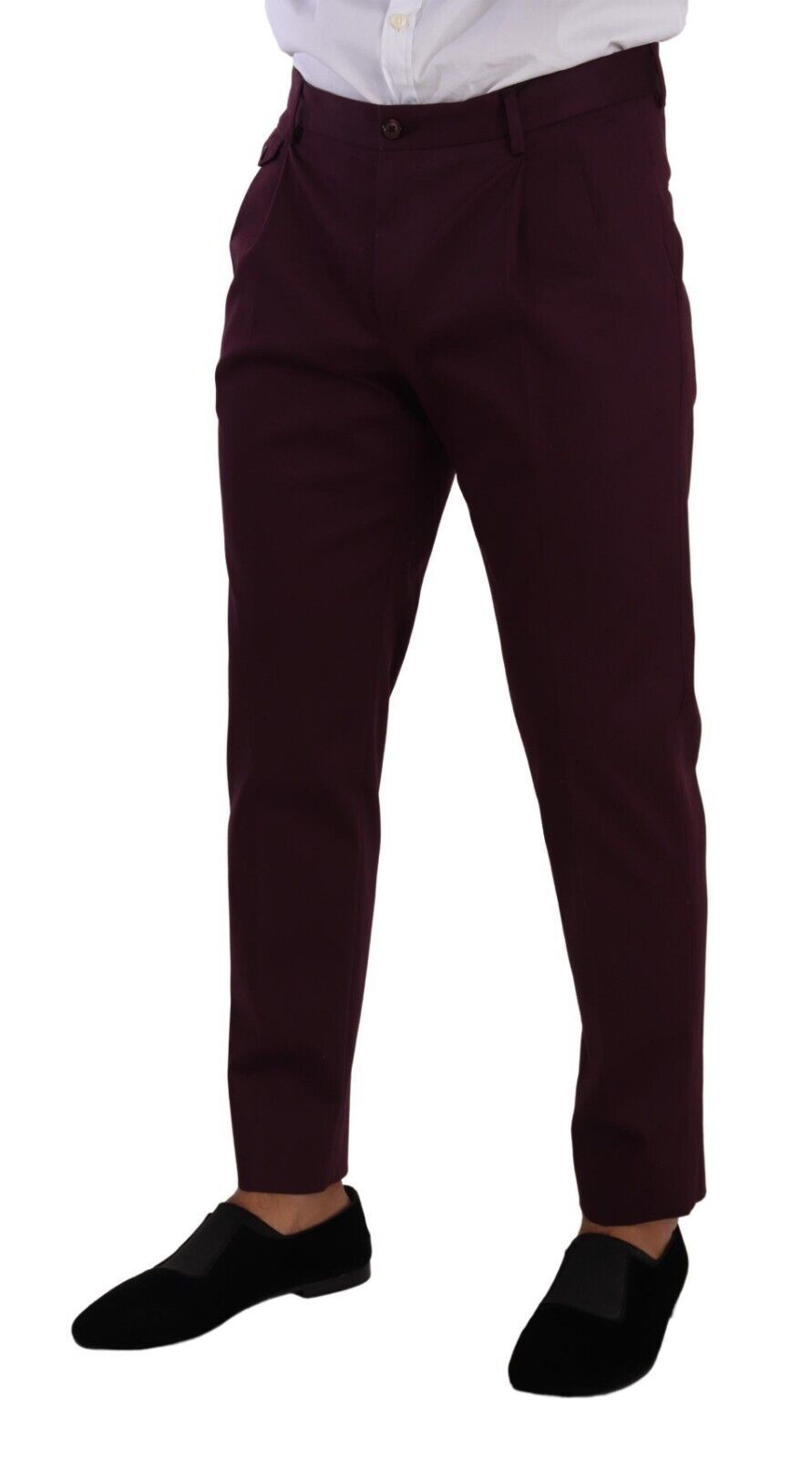 Dolce &amp; Gabbana Purple Cotton Tapered Chinos Dress Pants