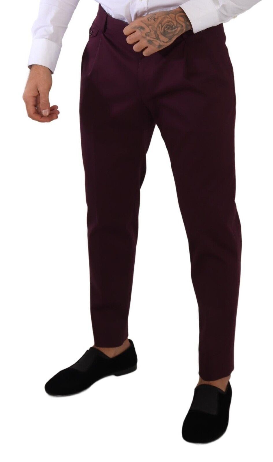 Dolce &amp; Gabbana Purple Cotton Tapered Chinos Dress Pants