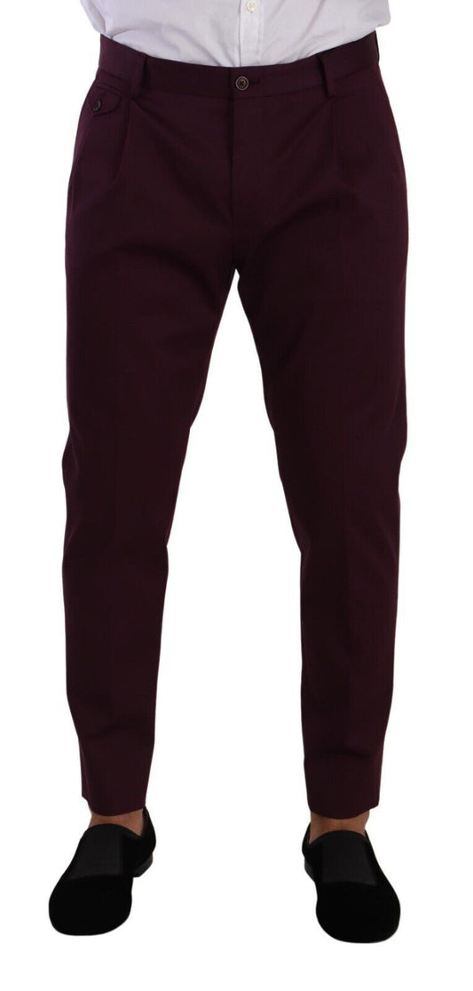 Dolce &amp; Gabbana Purple Cotton Tapered Chinos Dress Pants