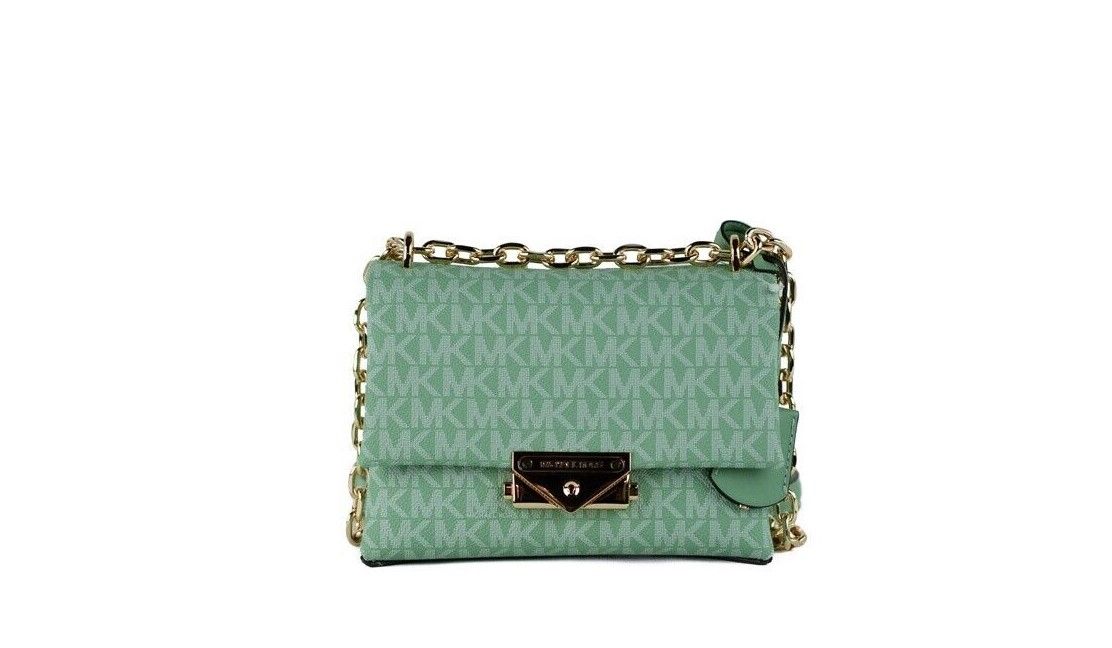 Michael Kors Cece Small Sea Green Signature PVC Convertible Flap Umhängetasche