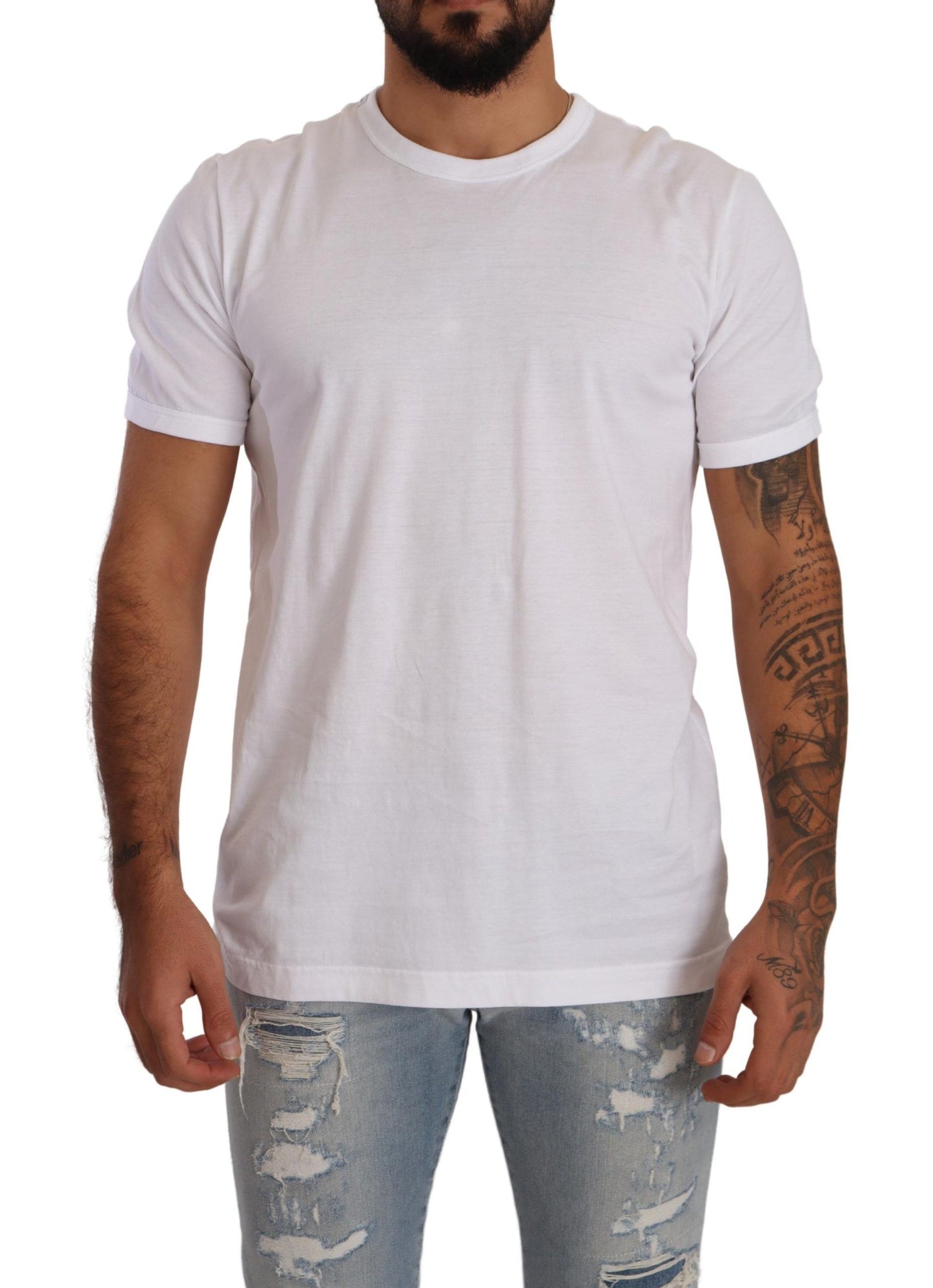 Dolce &amp; Gabbana White Crewneck Short Sleeve Cotton T-shirt