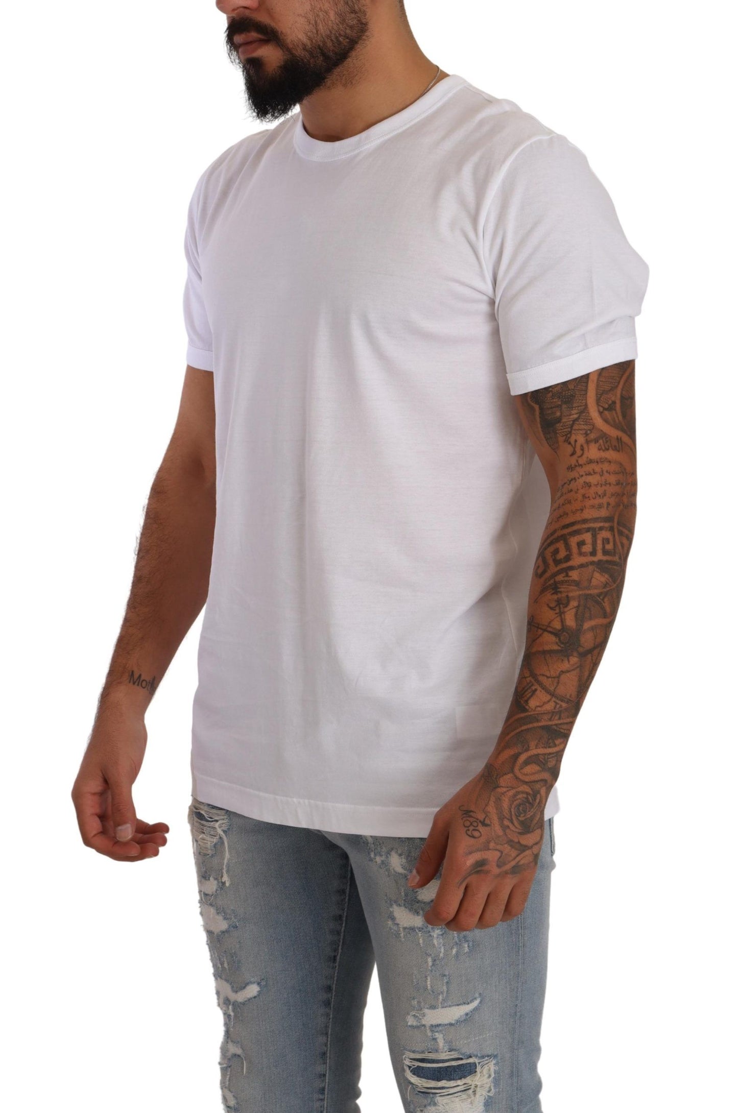 Dolce &amp; Gabbana White Crewneck Short Sleeve Cotton T-shirt