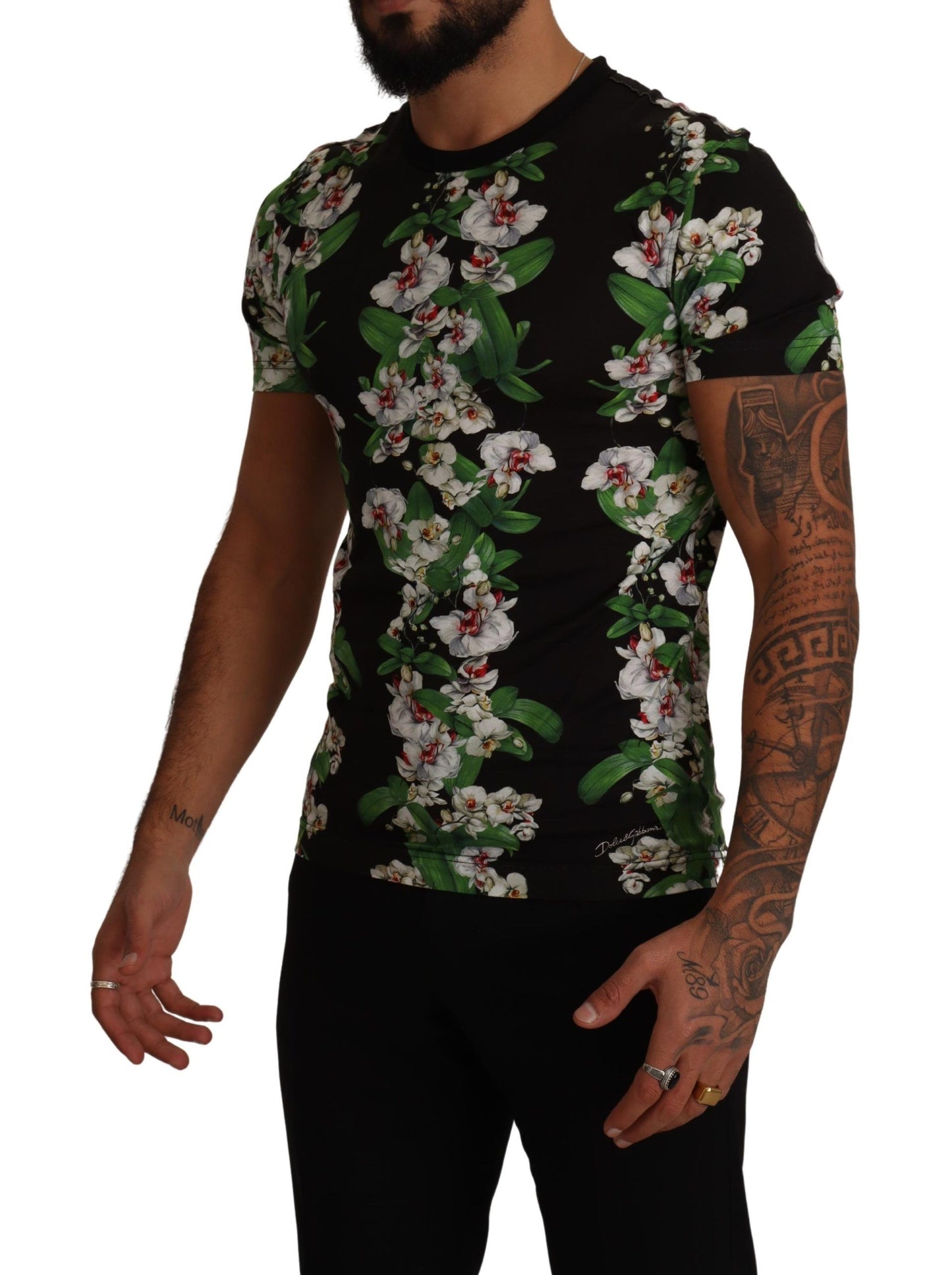 Dolce &amp; Gabbana Black Floral Print Crewneck T-shirt