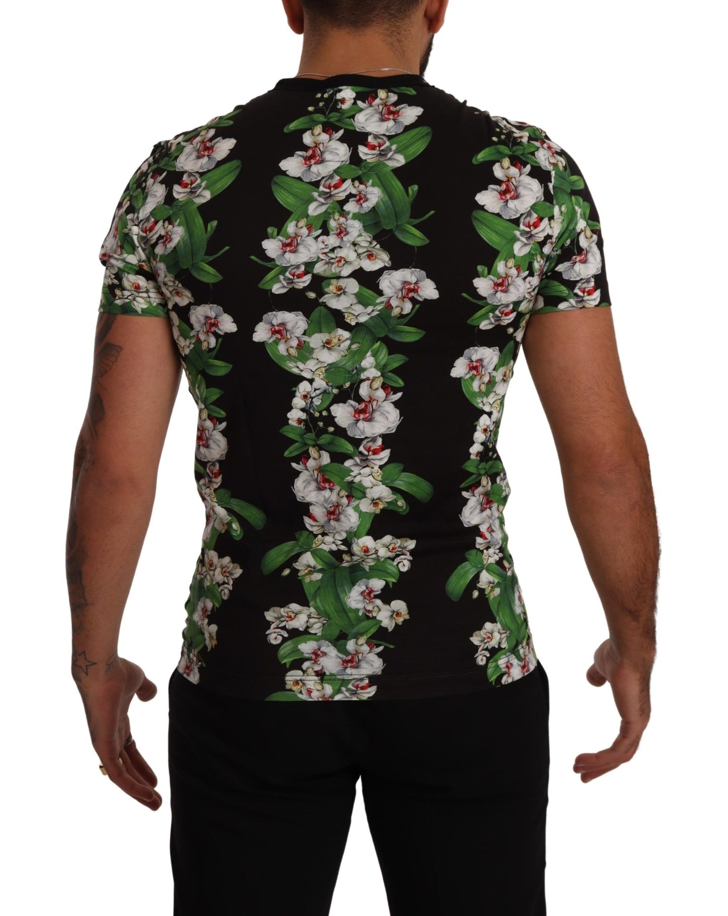 Dolce &amp; Gabbana Black Floral Print Crewneck T-shirt