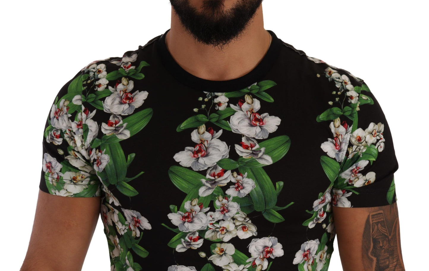 Dolce &amp; Gabbana Black Floral Print Crewneck T-shirt