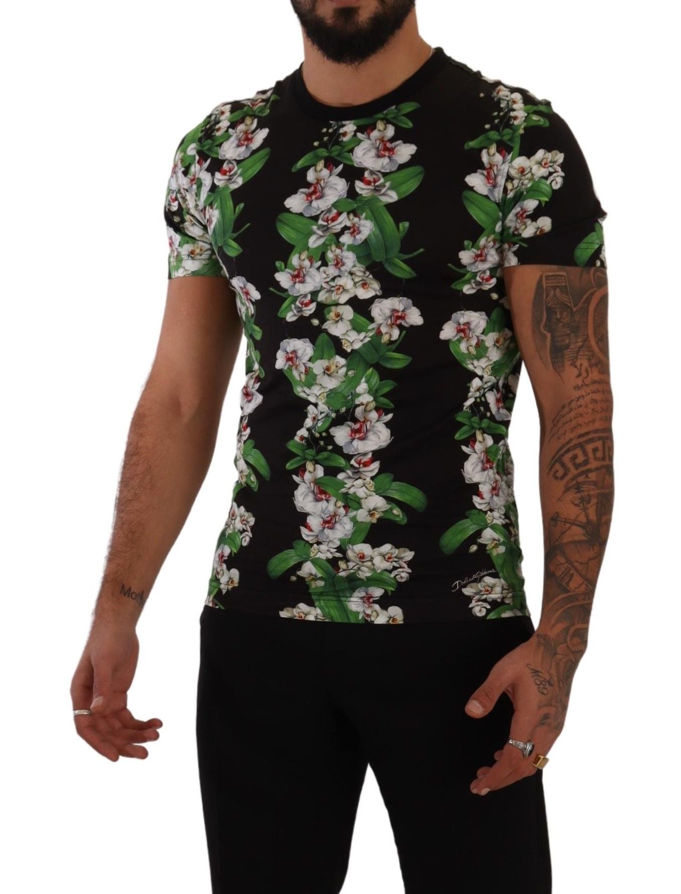 Dolce &amp; Gabbana Black Floral Print Crewneck T-shirt