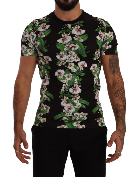 Dolce &amp; Gabbana Black Floral Print Crewneck T-shirt