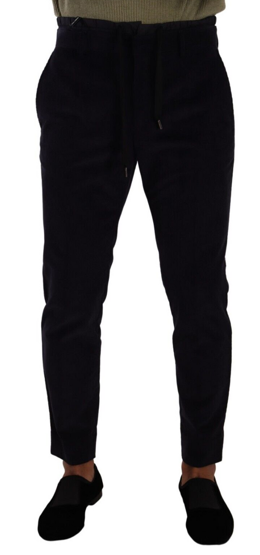 Dolce &amp; Gabbana Blue Cotton Skinny Corduroy Trouser Pants