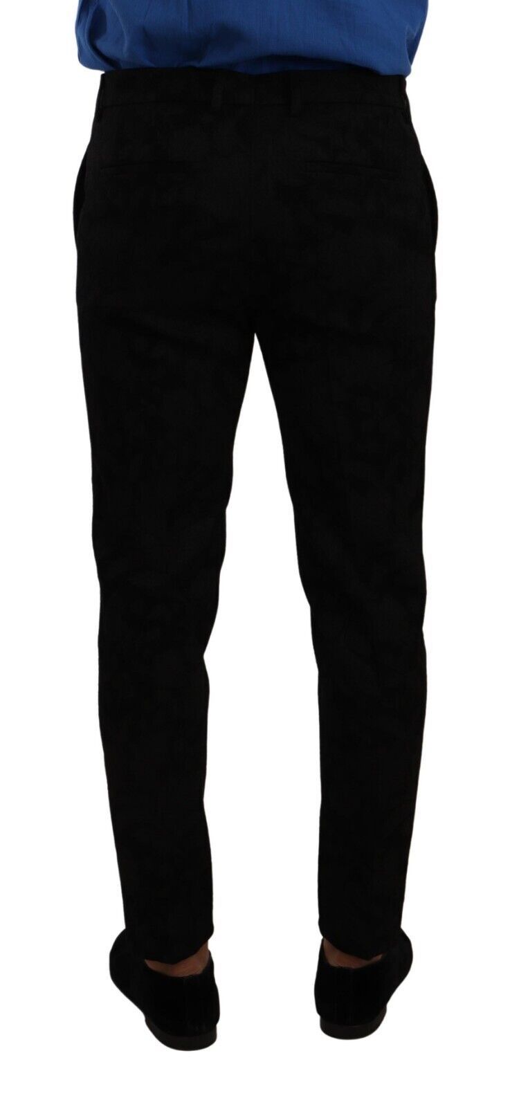 Dolce &amp; Gabbana Black Brocade Skinny Formal Trouser Dress Pants