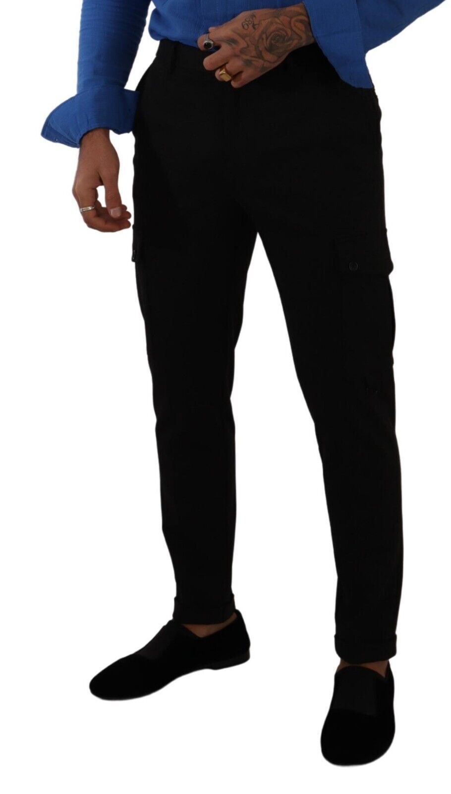 Dolce &amp; Gabbana Black Viscose Skinny Cargo Trouser Pants