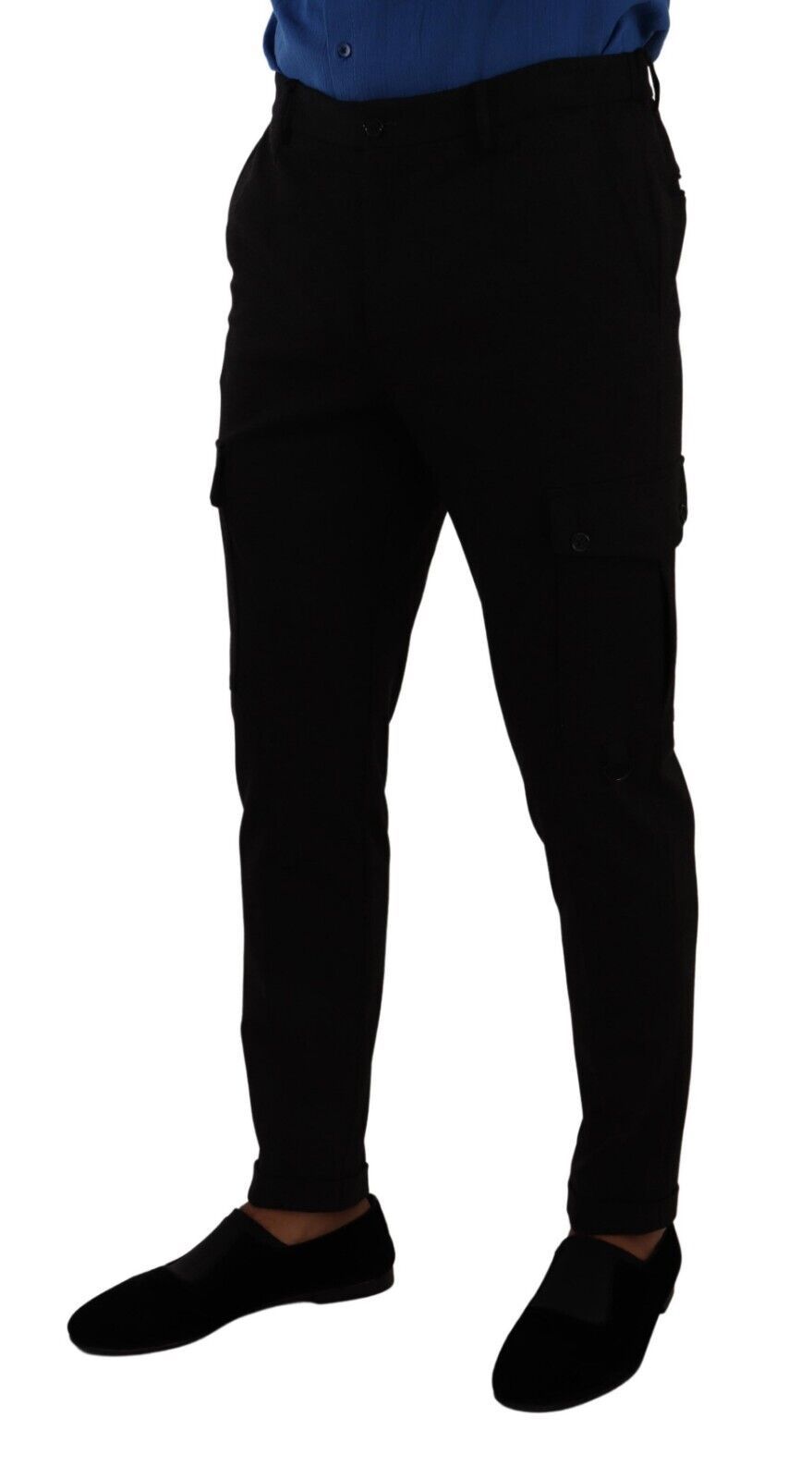 Dolce &amp; Gabbana Black Viscose Skinny Cargo Trouser Pants