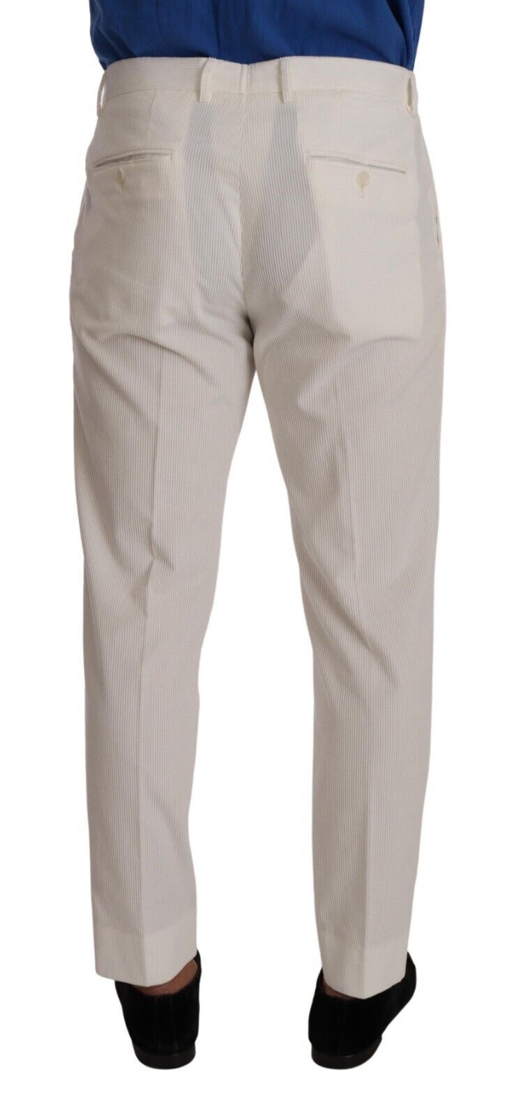 Dolce &amp; Gabbana White Corduroy Cotton Men Tapered Pants