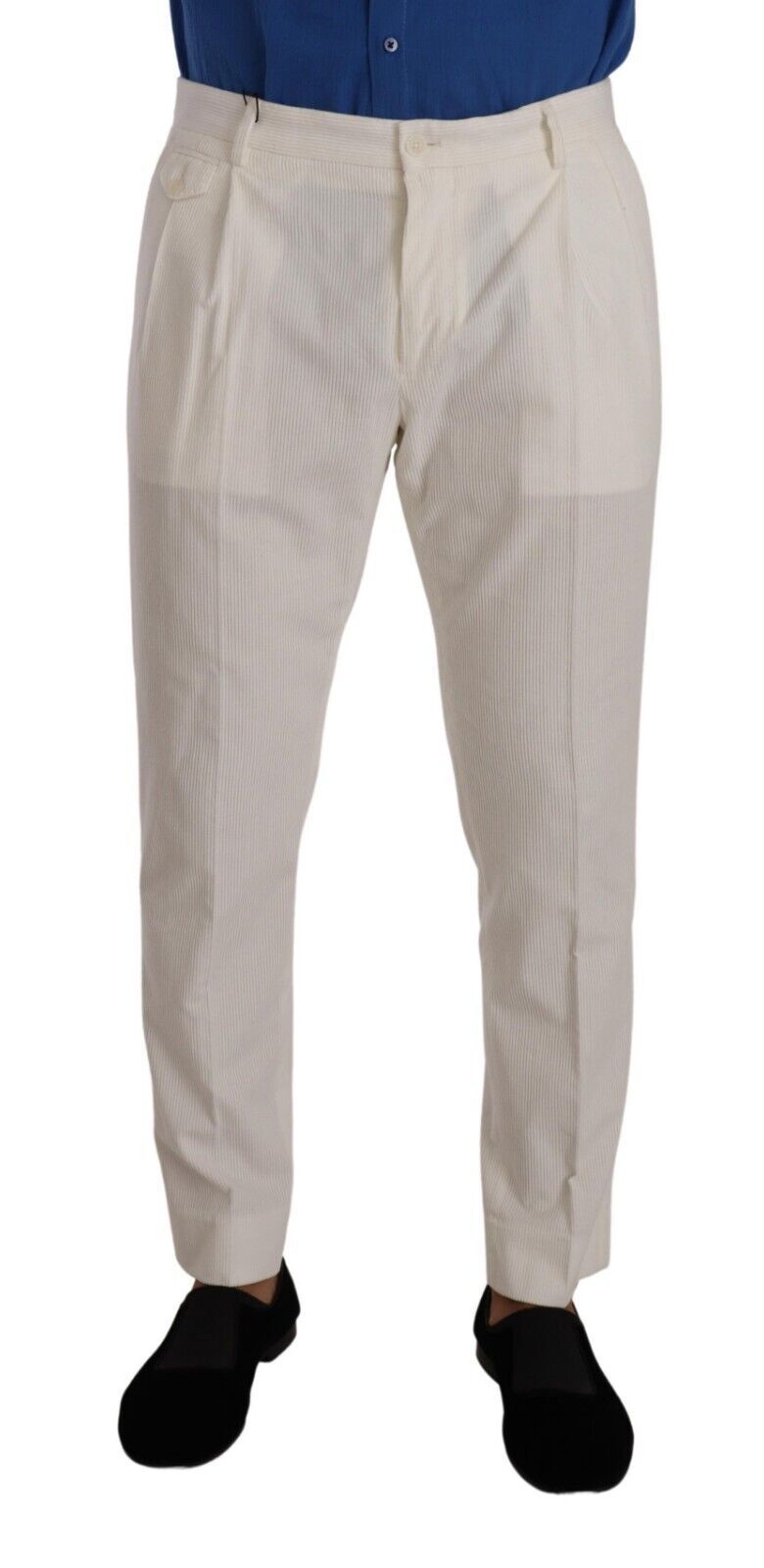 Dolce & Gabbana Elegant Tapered Corduroy Pants in Off White