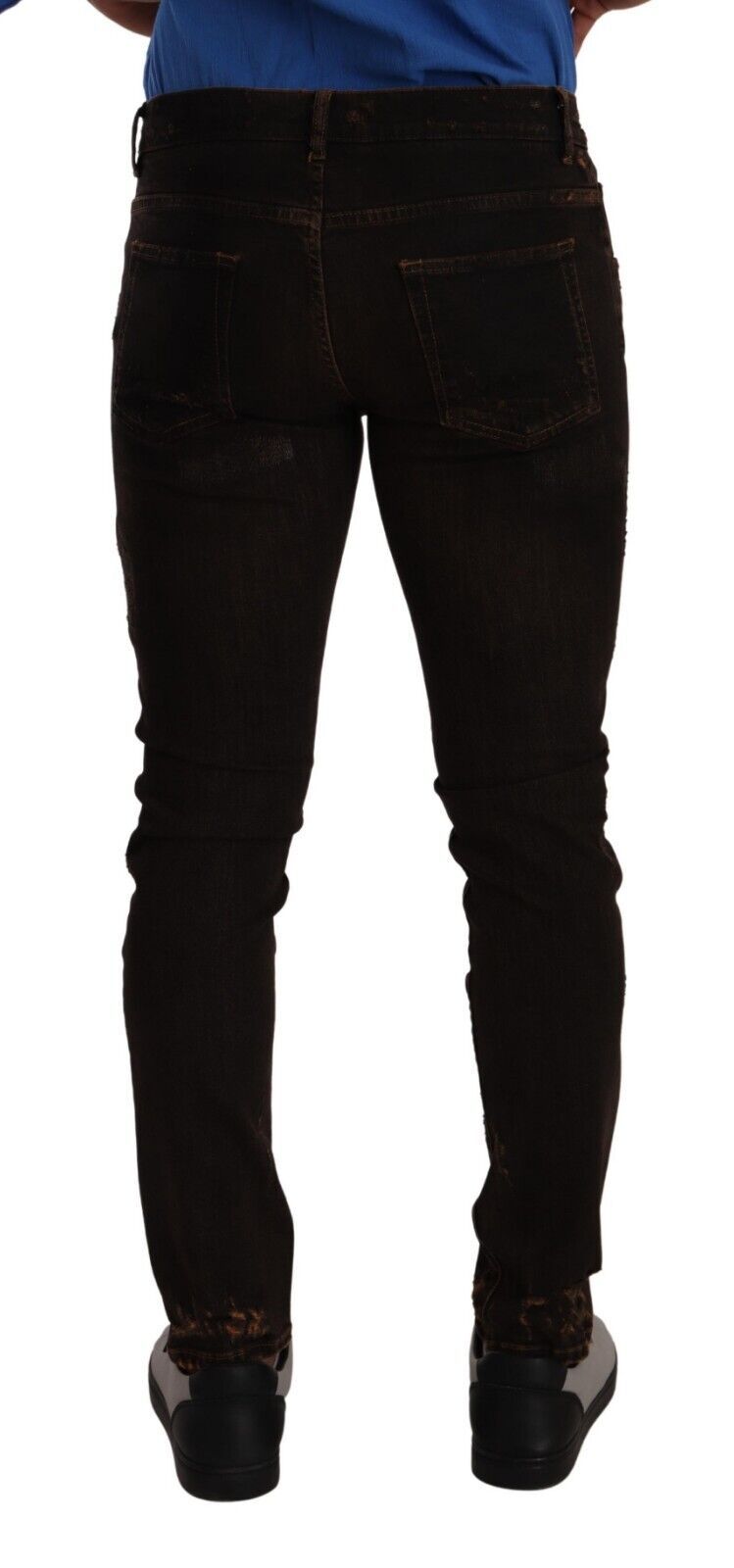 Dolce &amp; Gabbana Brown DG Crown Logo Cotton Skinny Denim Jeans