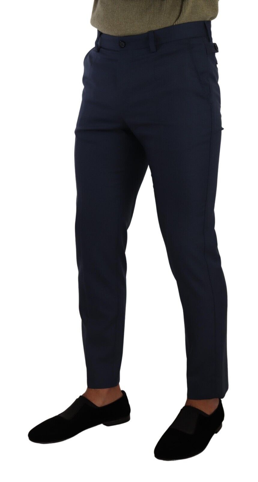 Dolce &amp; Gabbana Dark Blue Wool Skinny Formal Dress Pants