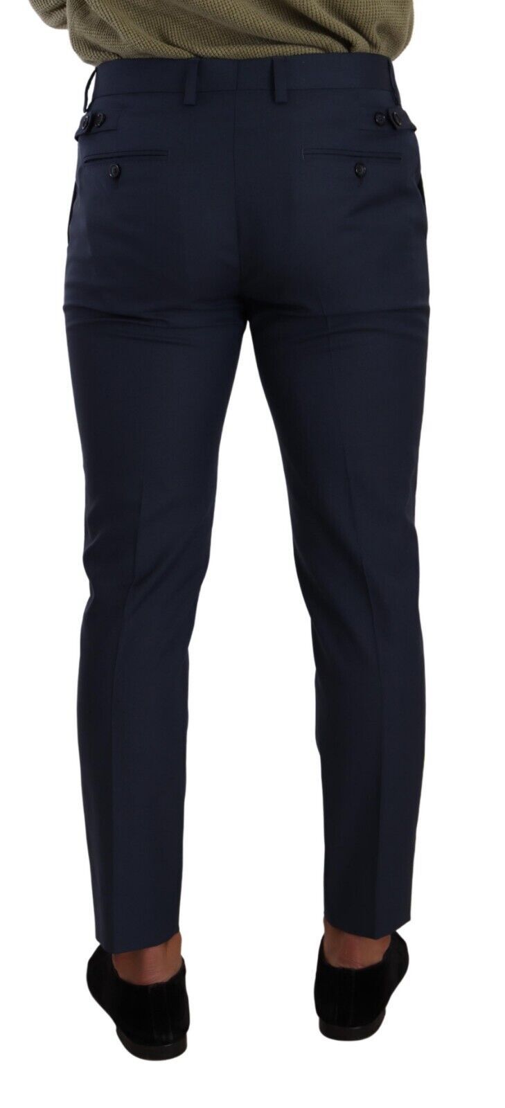 Dolce &amp; Gabbana Dark Blue Wool Skinny Formal Dress Pants