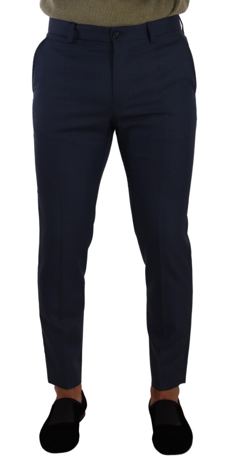 Dolce &amp; Gabbana Dark Blue Wool Skinny Formal Dress Pants