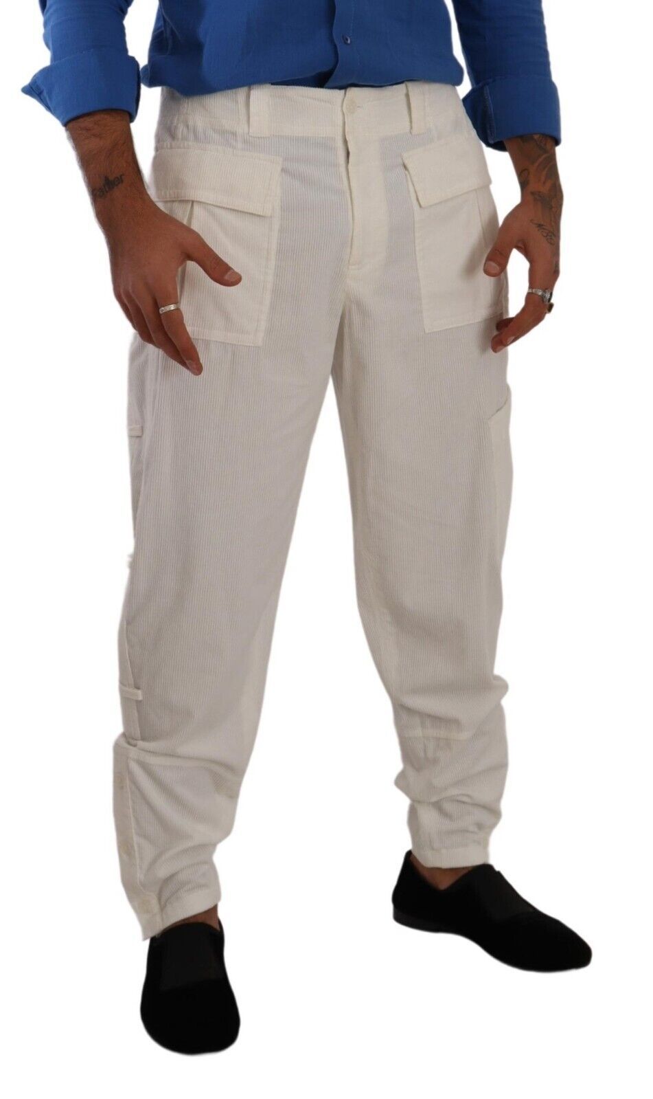 Dolce &amp; Gabbana Off White Cotton Corduroy Cargo Pants