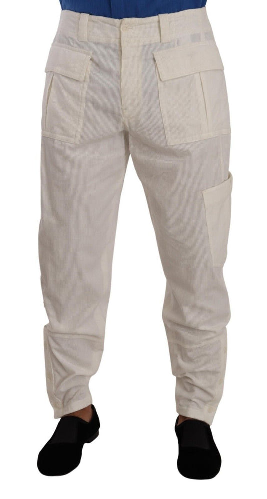 Dolce &amp; Gabbana Off White Cotton Corduroy Cargo Pants