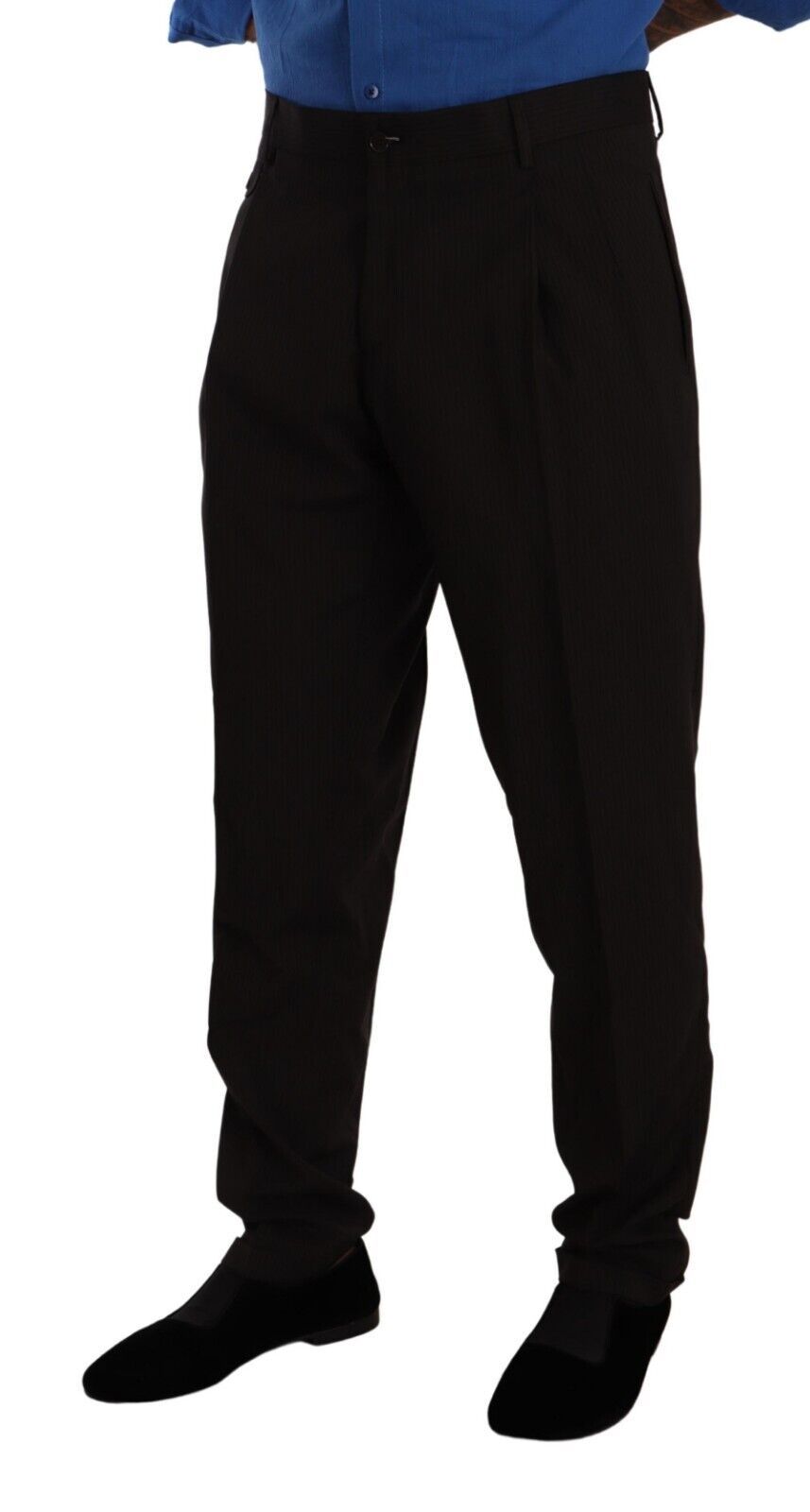 Dolce & Gabbana Elegant Brown Striped Wool Dress Pants