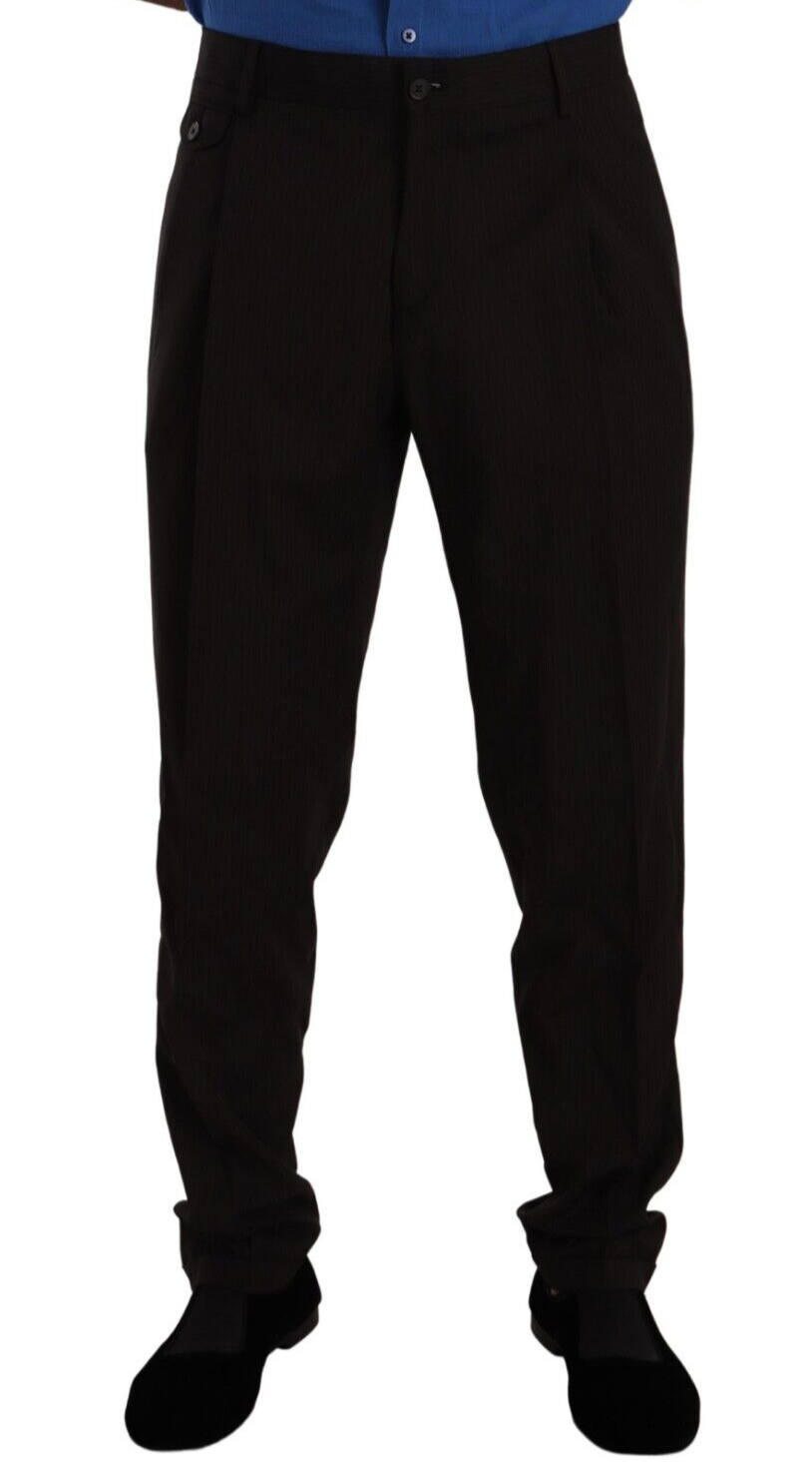 Dolce &amp; Gabbana Brown Wool Skinny Formal Dress Pants