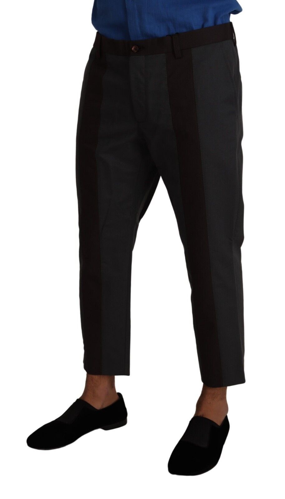 Dolce &amp; Gabbana Grey Bordeaux Striped Cropped Trouser Pants