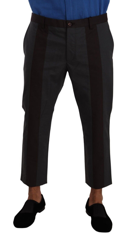 Dolce &amp; Gabbana Grey Bordeaux Striped Cropped Trouser Pants