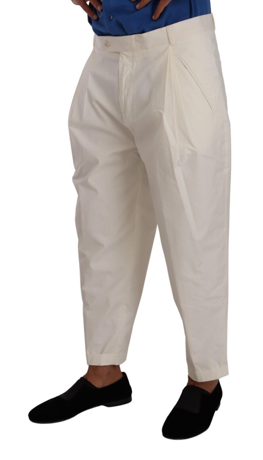 Dolce &amp; Gabbana White Cotton Tapered Men Trouser Dress Pants