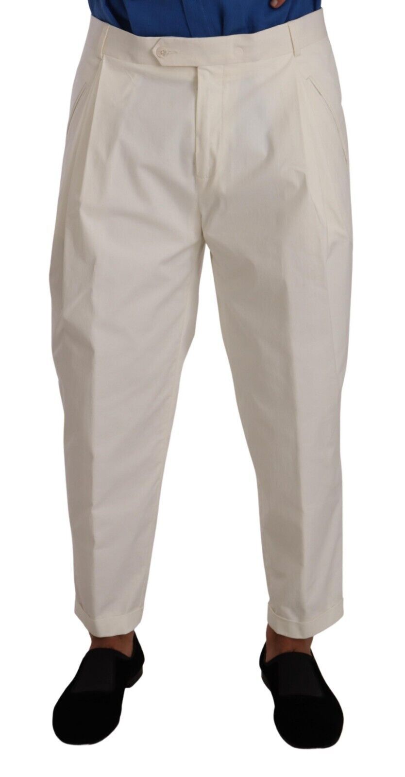 Dolce &amp; Gabbana White Cotton Tapered Men Trouser Dress Pants