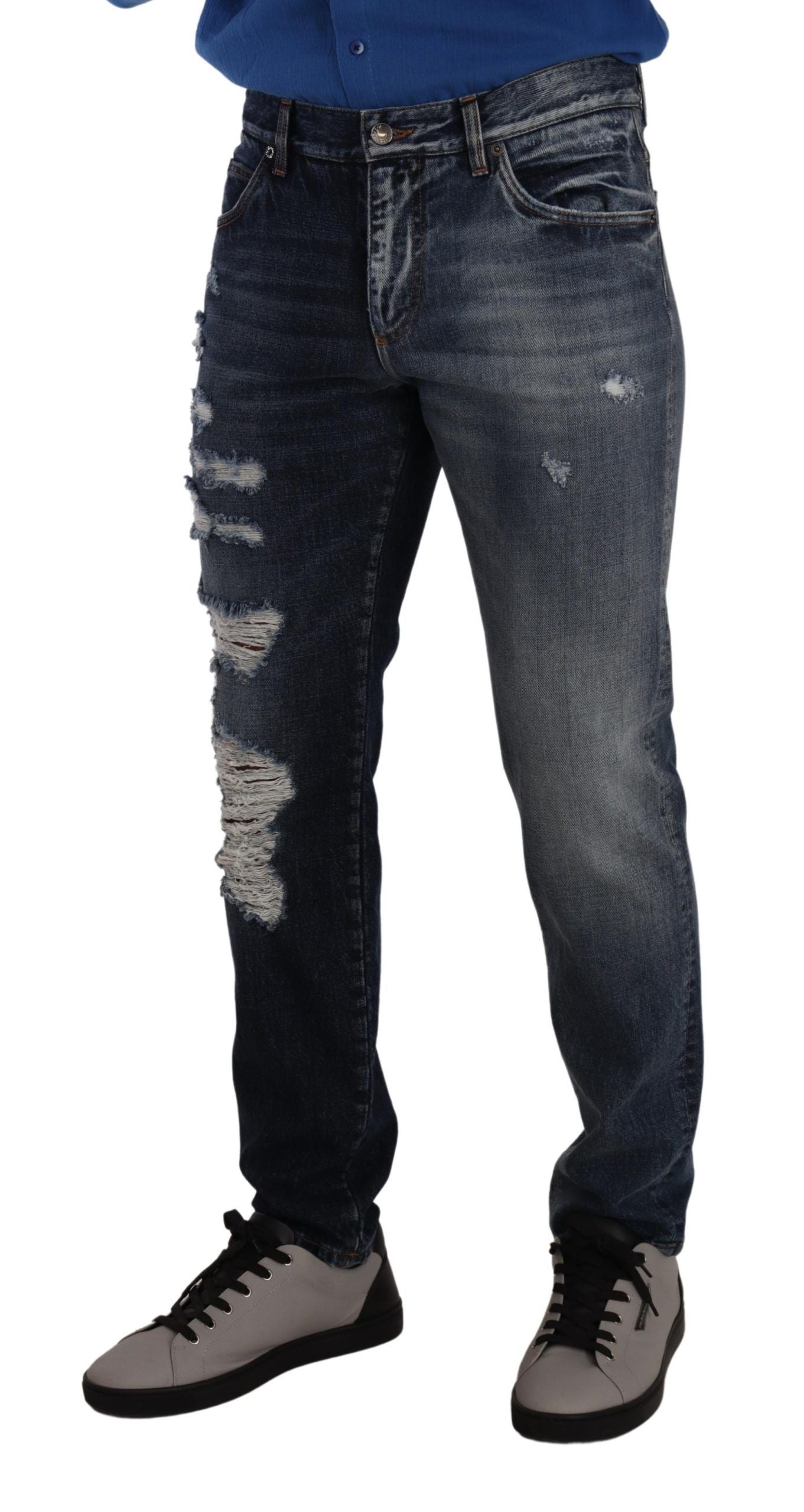 Dolce &amp; Gabbana Blue Cotton Regular Denim Trousers Jeans