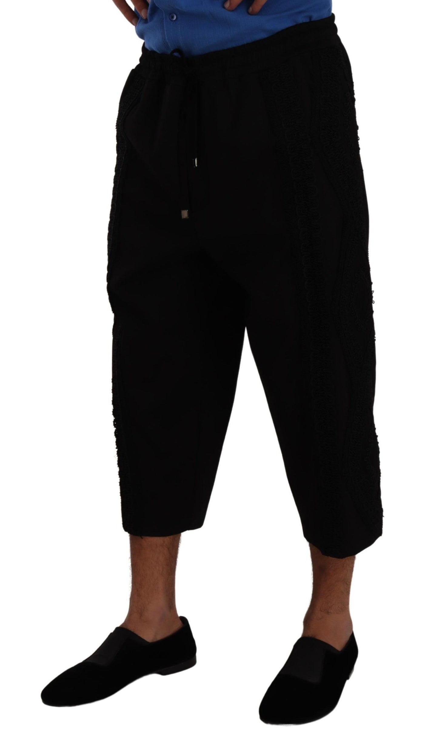 Dolce &amp; Gabbana Black Cotton Torero Sweatpants Shorts Pants