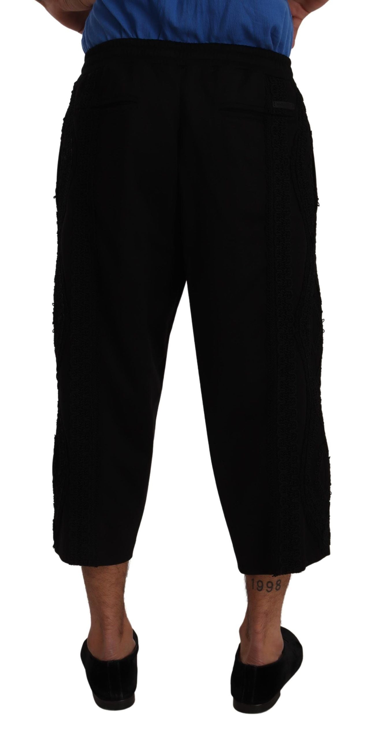 Dolce &amp; Gabbana Black Cotton Torero Sweatpants Shorts Pants