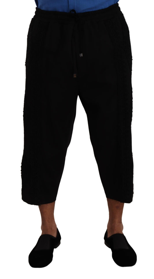 Dolce &amp; Gabbana Black Cotton Torero Sweatpants Shorts Pants