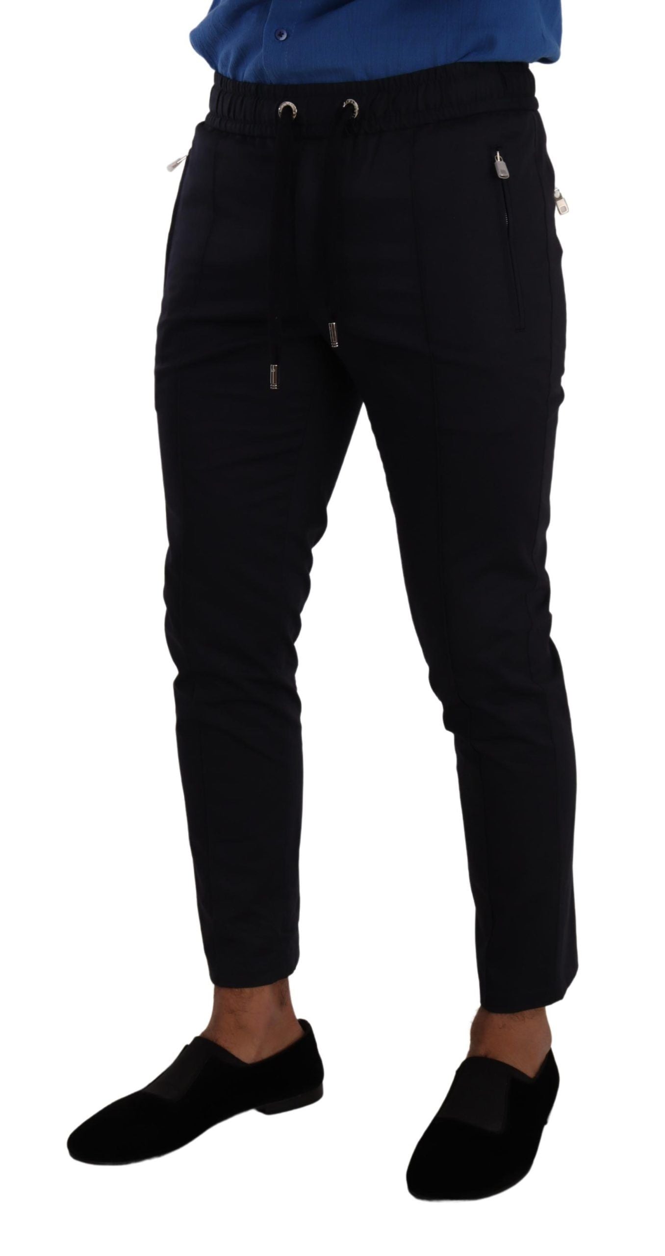 Dolce &amp; Gabbana Blue Cotton Stretch Jogging Trouser Pants