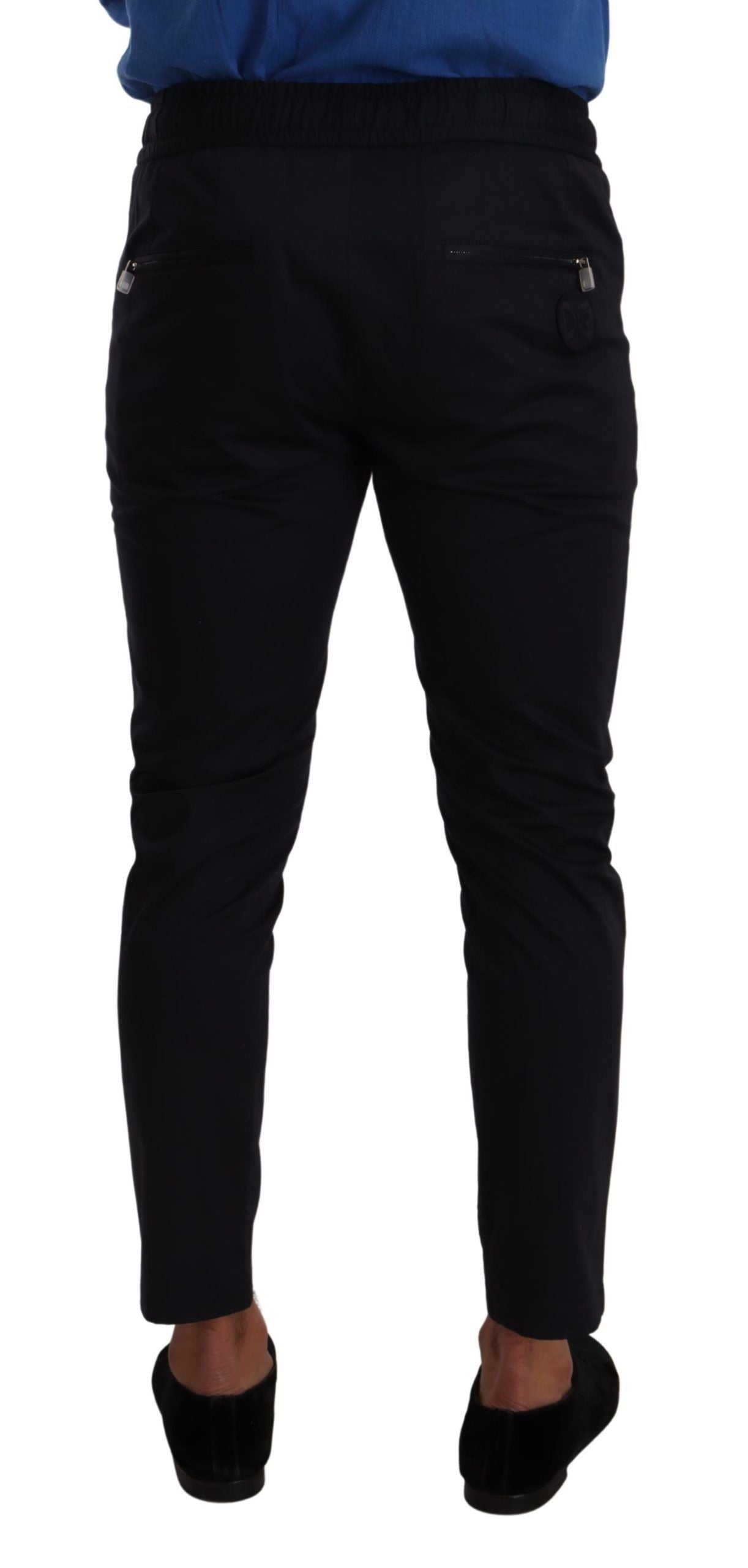 Dolce &amp; Gabbana Blue Cotton Stretch Jogging Trouser Pants