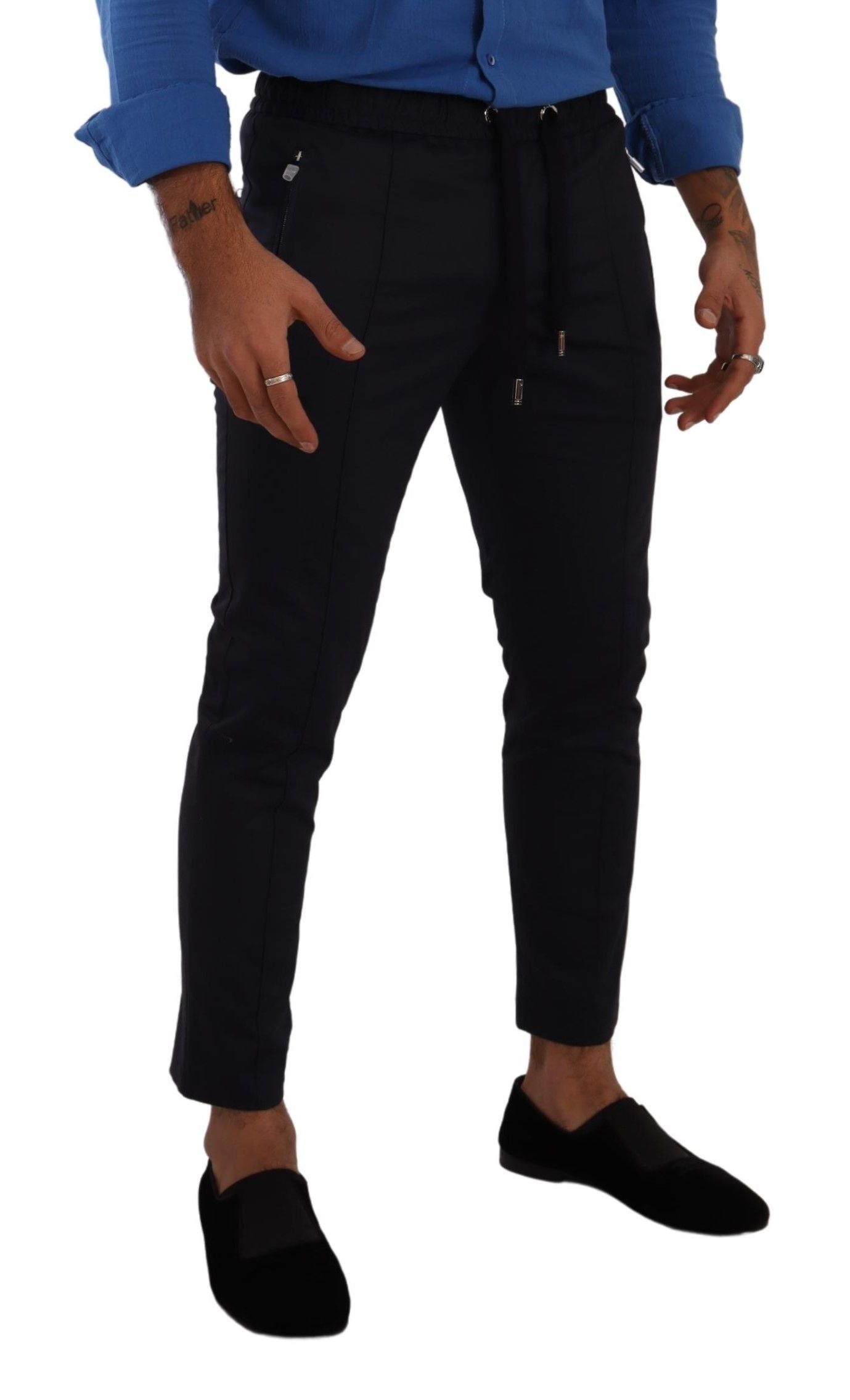 Dolce &amp; Gabbana Blue Cotton Stretch Jogging Trouser Pants