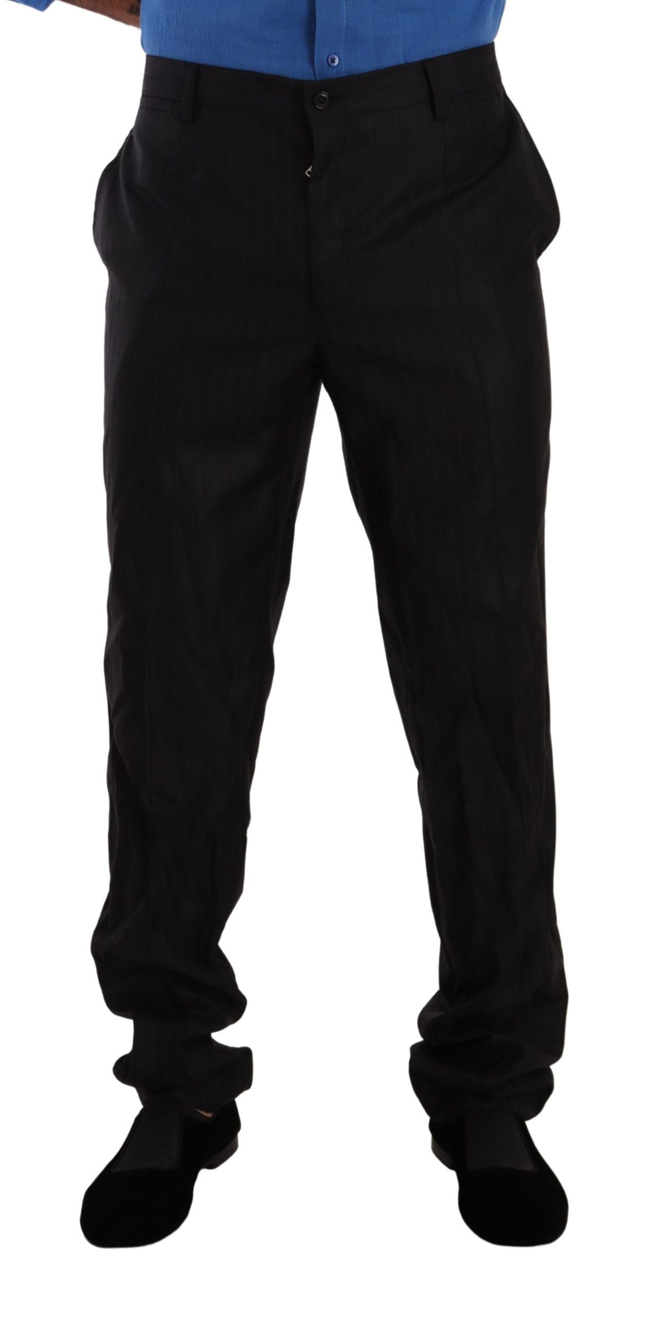 Dolce &amp; Gabbana Grey Wool Silk Dress Trouser Dress Pants