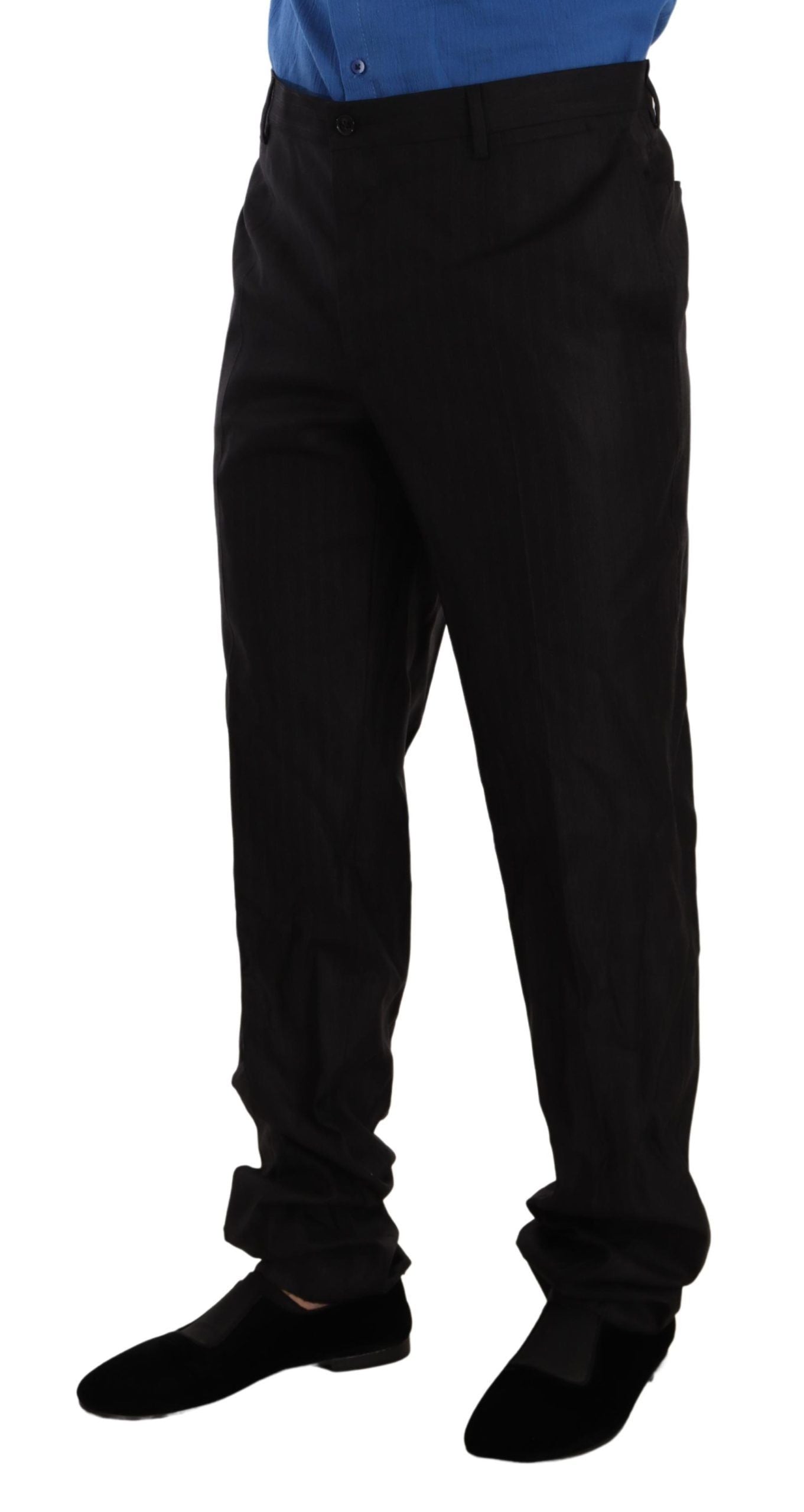 Dolce &amp; Gabbana Grey Wool Silk Dress Trouser Dress Pants