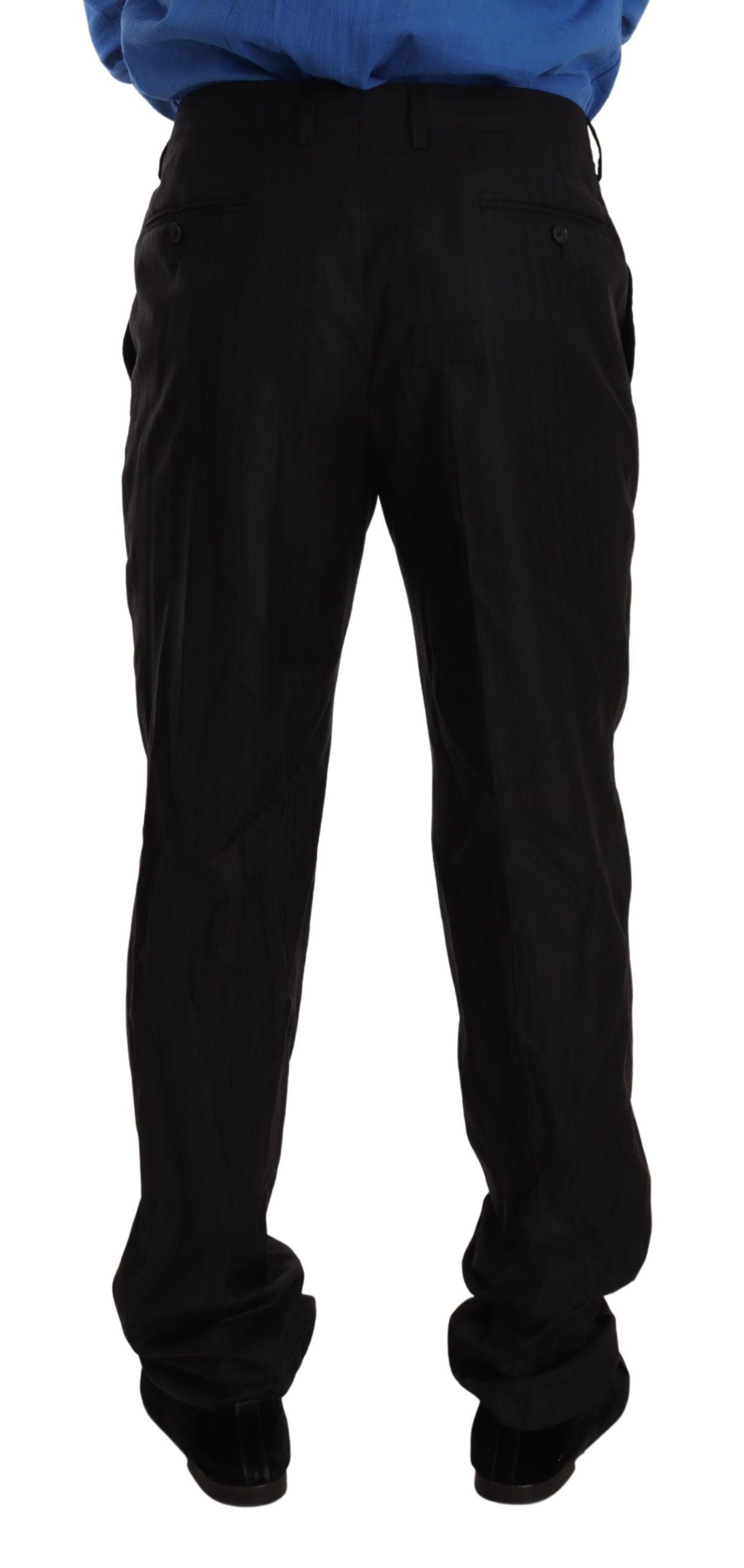 Dolce &amp; Gabbana Grey Wool Silk Dress Trouser Dress Pants