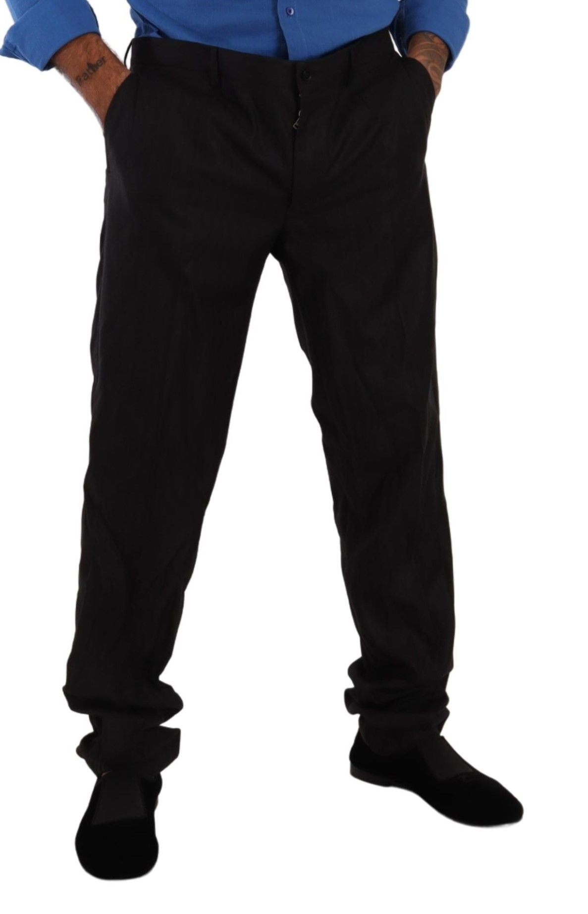 Dolce &amp; Gabbana Grey Wool Silk Dress Trouser Dress Pants