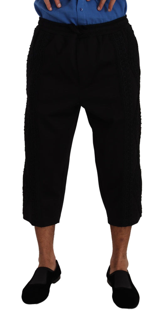 Dolce &amp; Gabbana Black Cotton Torero Cropped Short Trouser Pants