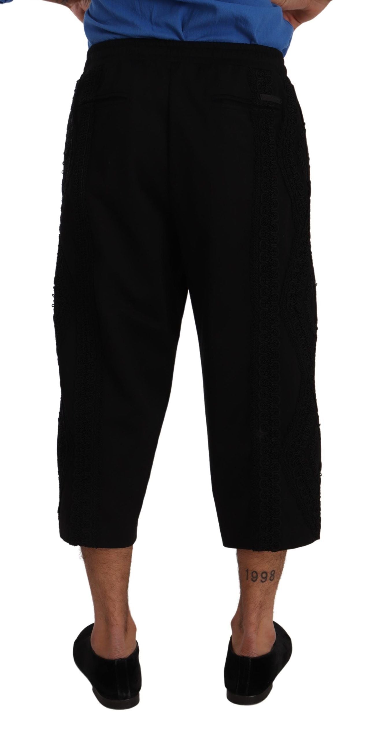 Dolce &amp; Gabbana Black Cotton Torero Cropped Short Trouser Pants