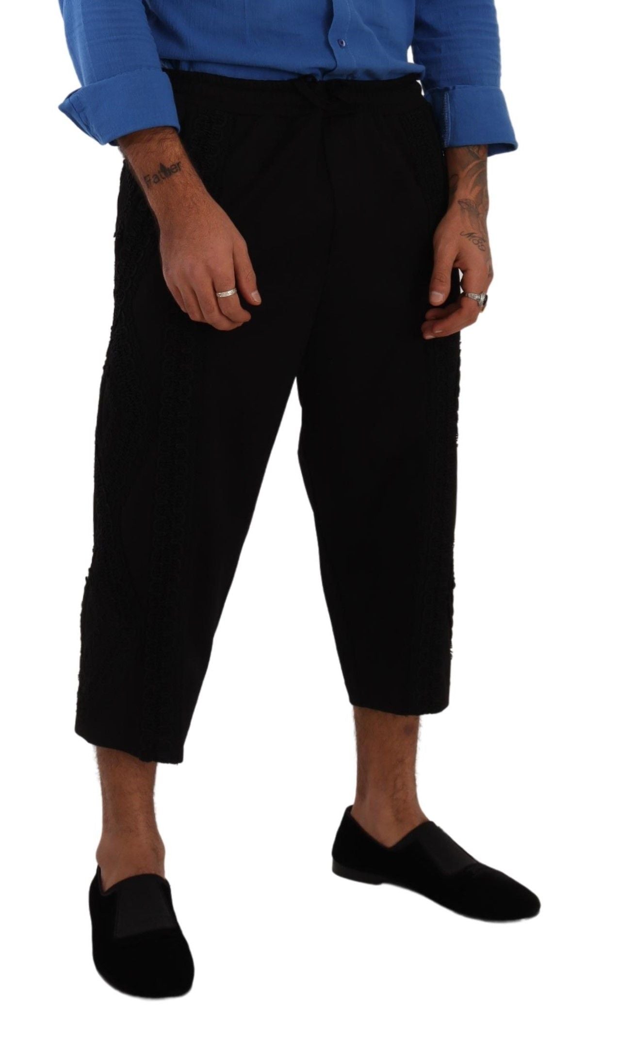 Dolce &amp; Gabbana Black Cotton Torero Cropped Short Trouser Pants