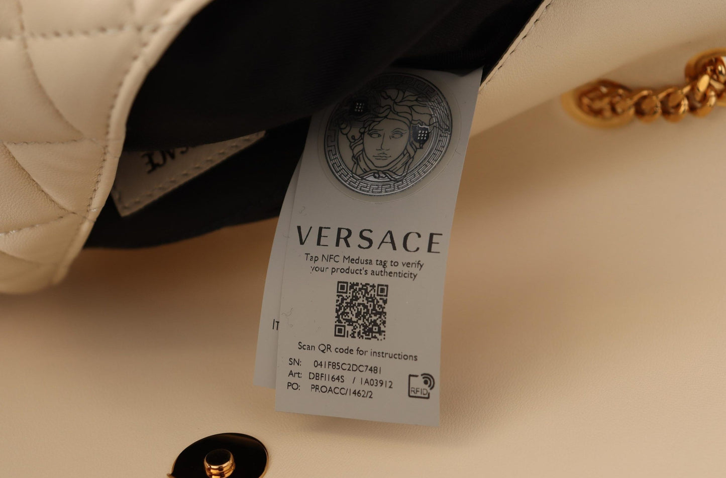 Versace Medusa-Schultertasche aus weißem Nappaleder