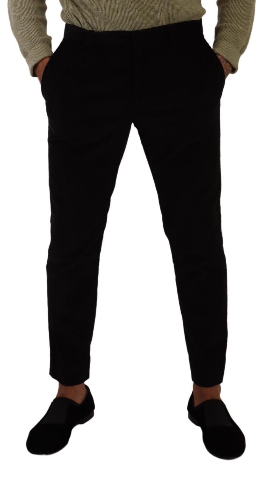 Dolce &amp; Gabbana Black Cotton Corduroy Skinny Trouser Pants